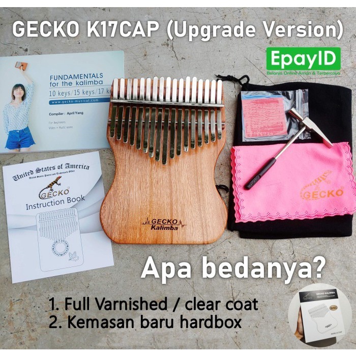 Gecko K17Cap Kalimba 17 Keys Solid Kalimba Mbira Piano Free Bonus
