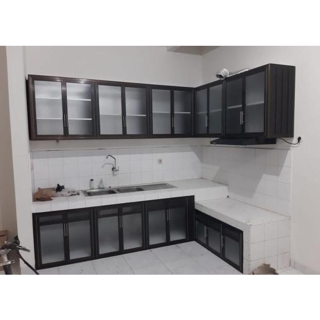 Kitchen Set Atas 3 Pintu Aluminium Cokelat Rosennie_