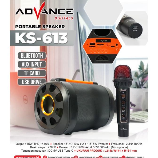 Advance Speaker Bluetooth Karaoke Portable Ks 613 Garansi 1 Tahun Amoreedipsy