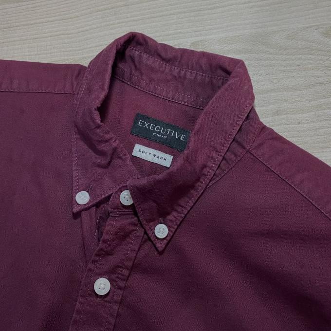 Ready Kemeja Executive Pria Maroon Shirt Lengan Panjang Kerja Formal Berkualitas