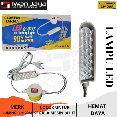 

:0:0:0] Lumino Lampu Mesin jahit LED 20 Titik Magnet LM-20A