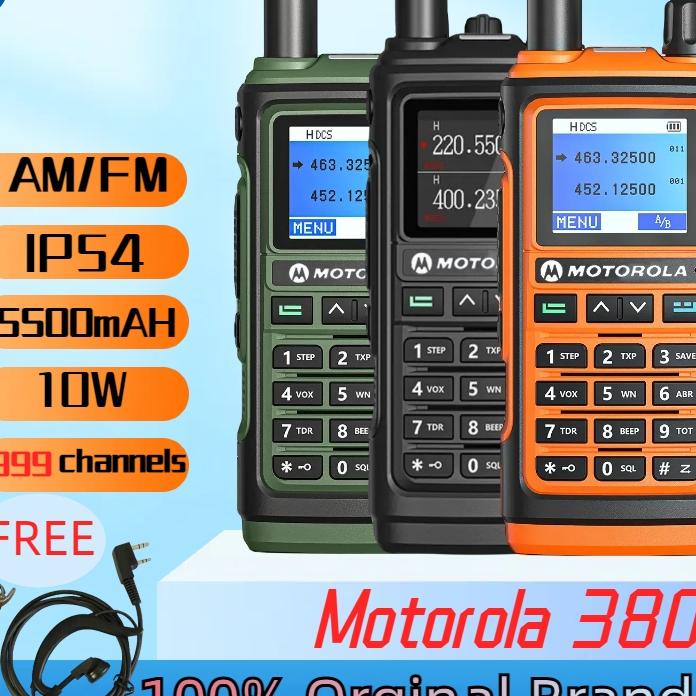 Headset GratisHt Motorola 380 Two Way Radio J Jauh Walkie Talkie 10Km 999 Saluran Radio Fm Portabel 