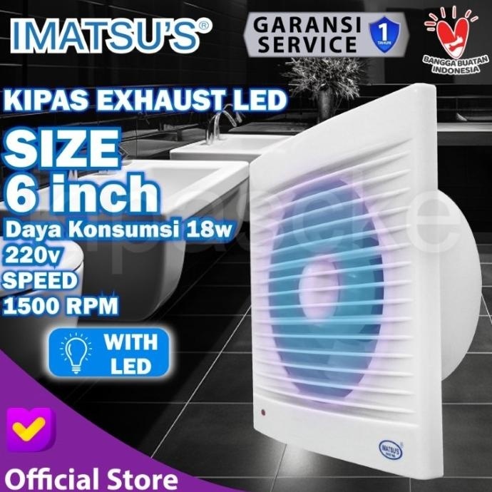 TERBARU EXHAUST FAN 6" LED PENGHISAP UDARA KECIL RUANGAN HEXOS DINDING TEMBOK 