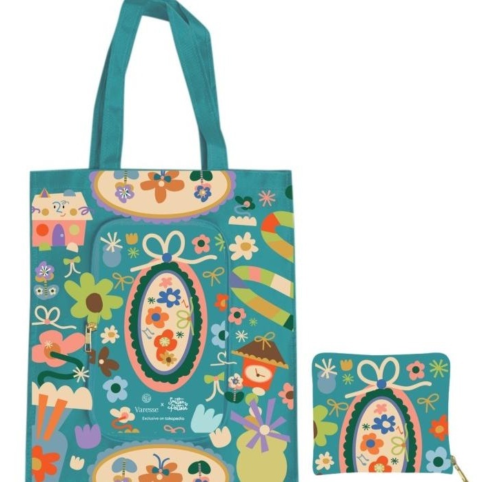 NEW PRODUK VARESSE X SMITTEN BY PATTERN EXCLUSIVE FOLDABLEBAG TAS BELANJA LIPAT 