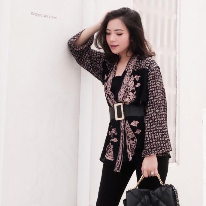 Outer Batik Wanita Cardigan Blouse Blazer Santai - Lathi Rintik Berkualitas