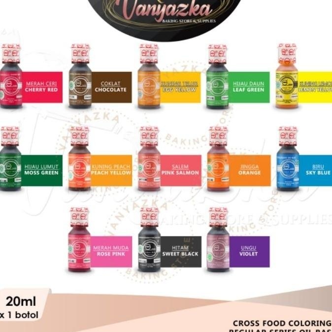 

Pewarna Makanan/Food Colng Cair Halal Cross 1 Set (18 Warna 20Ml)