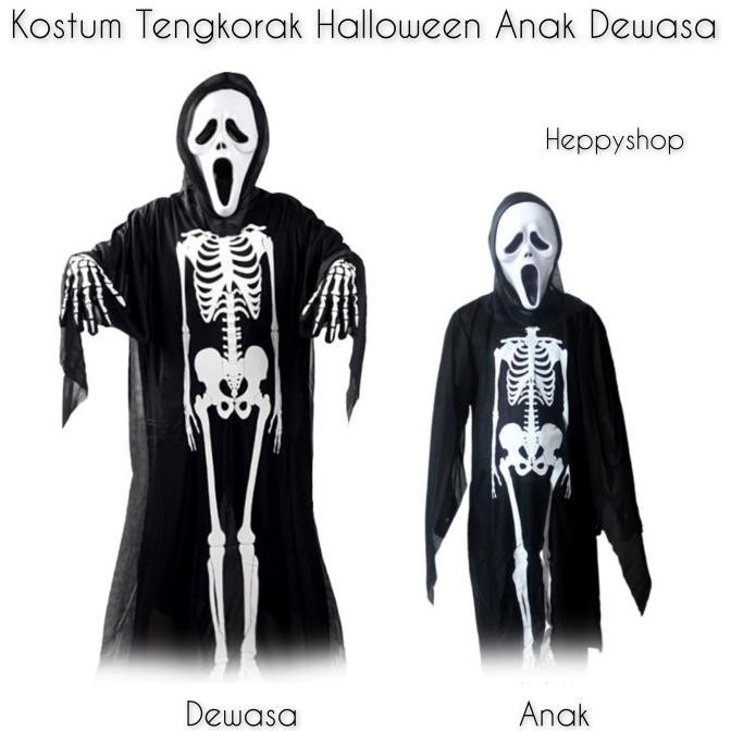 TERBARU KOSTUM TENGKORAK SKULL SCREAM HALLOWEEN COSTUME ANAK DEWASA 