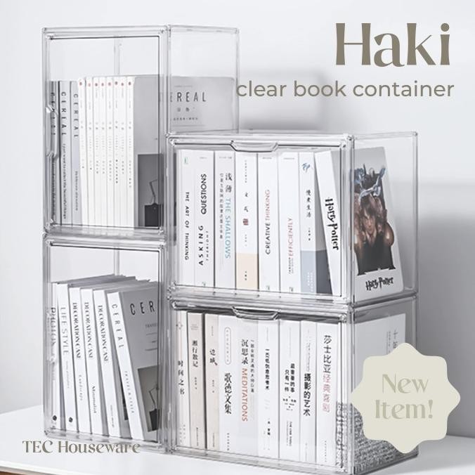 TECHAKI Transparent Acrylic Book Magazine Organizer Storage Box