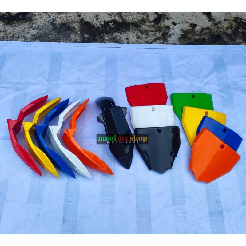 Spakbor depan husqvarna cr65 dan papan nomor husq cr 65 set supermoto klx bf dtracker crf 150l