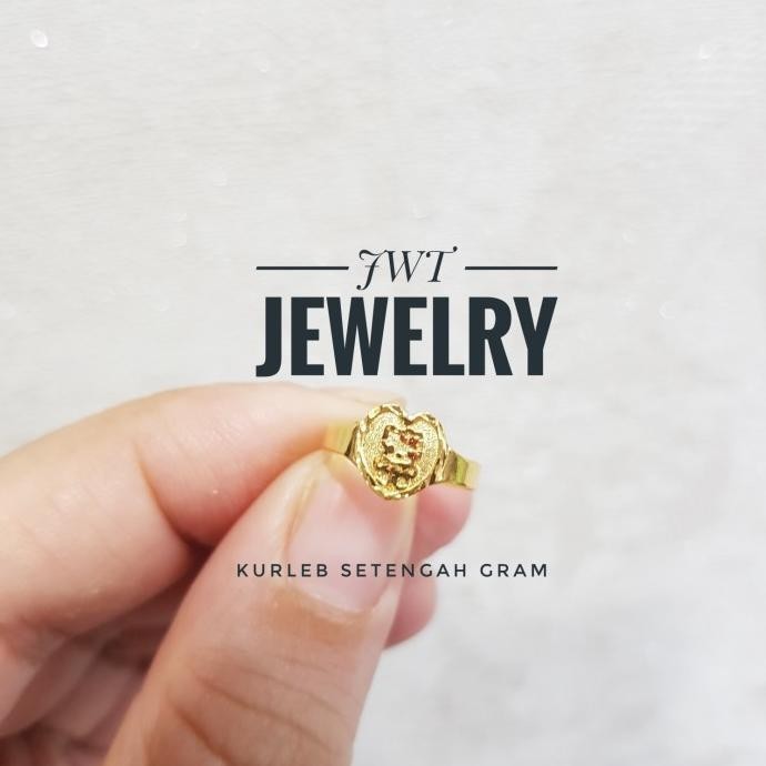 BIG SALE CINCIN EMAS BAYI BABY HELLO KITTY BENTUK LOVE HATI 
