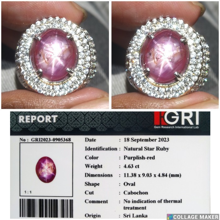 [Baru] Batu Cincin 4.63Ct Natural Star Ruby Star Srilanka Nh Limited
