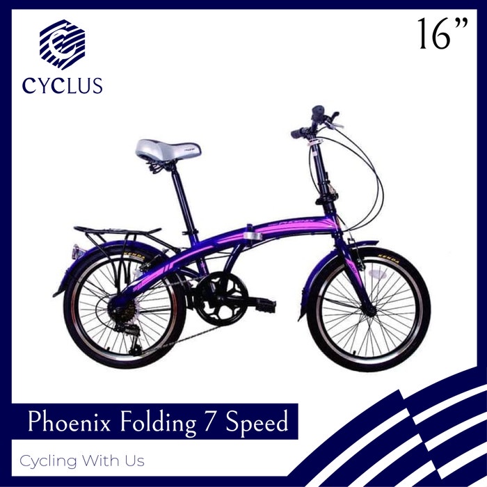 [Original] Sepeda Lipat Phoenix 16 Inch 7 Speed - Kurir Express Terbaru