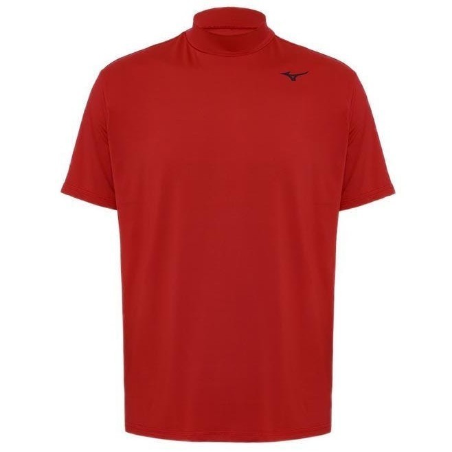 ✅Baru Kaos Golf Pria Mizuno Golf Mock Neck Tee Men'S - Red Diskon