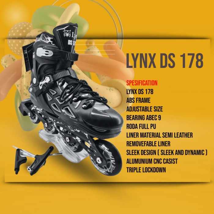 [Original] Sepatu Roda Anak Lynx Ds178 Full Black Terbaru