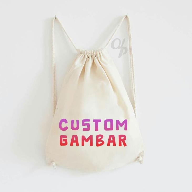 Sale.. Tas Serut Custom Gambar / Tas Gendong / Hampers Anak / Stringbag