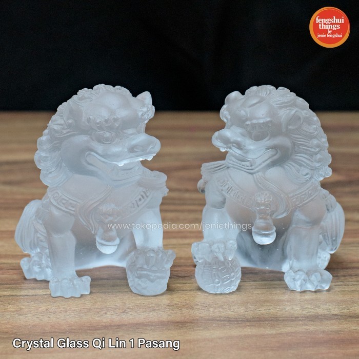 [Baru] Patung Pajangan Qi Lin Chi Lin Kei Loon Crystal Fengshui Sepasang Terbaru