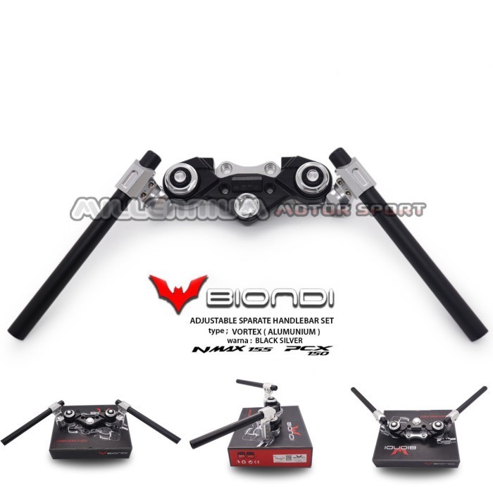 [New] Stang Jepit Nmax 155  Pcx 150 Biondi Type Vortex Alumunium-Blacksilvr Limited