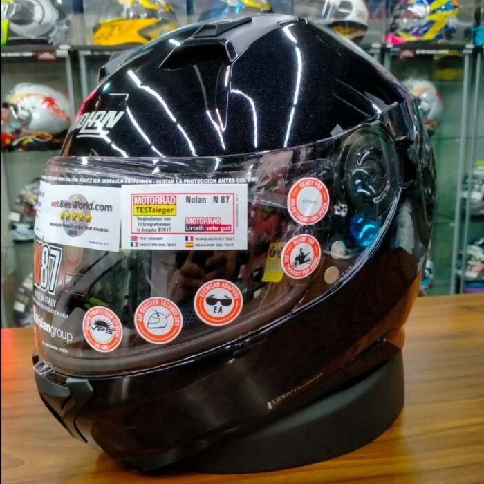 [Ori] Nolan Helmet N87 Classic N-Com Black Glossy Terbaru
