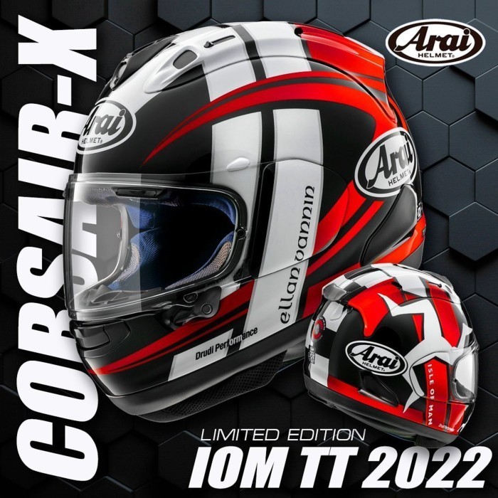 [New] Arai Rx7X Ttiom 2022 Red Limited Edition Iom Tt Helm Full Face Terbaru