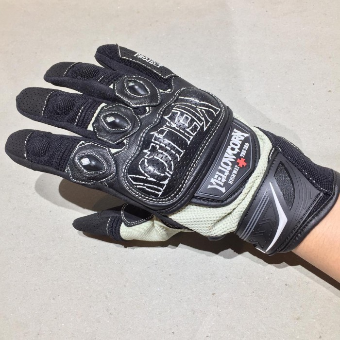 [New] Yellow Corn Glove Yc-316 Ivory Black  Sarung Tangan Motor Yellow Corn Berkualitas