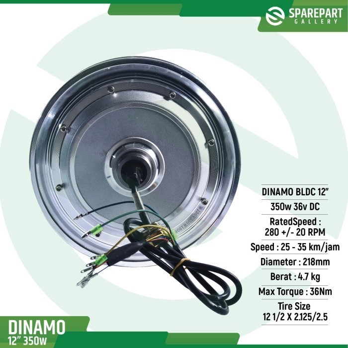 [Ori] Dinamo Bldc 12Inch Skuter Listrik 36V350W Ring 12 Motor Bldc Terbaru