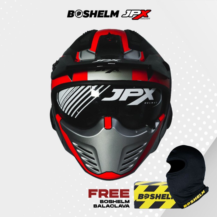 [New] Helm Cross Jpx Mx-726R Mx 07 Robot Red Glossy Helm Full Face Sni Limited