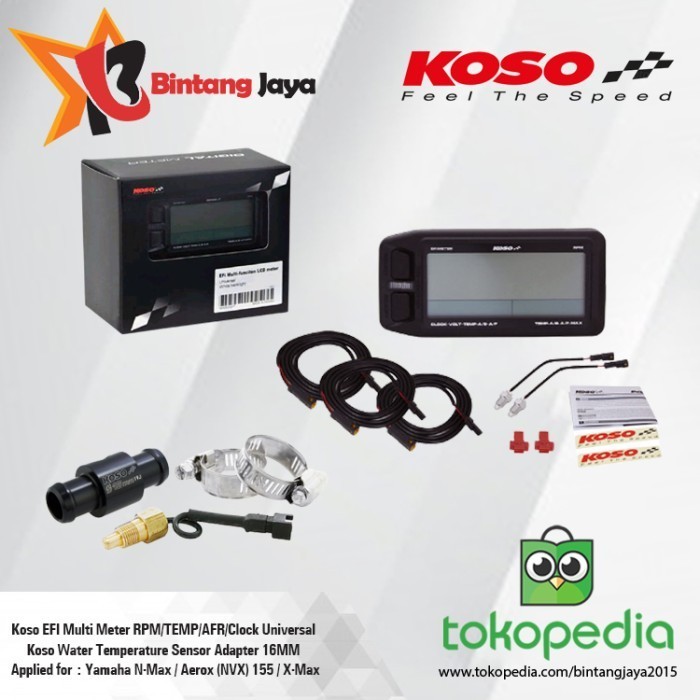 [Original] Koso Efi Multi Meter Universal W/ Adapter Temperature Sensor Terbaru
