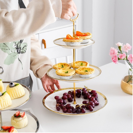 

[New Ori] Cake Tier Gold Rack / Rak Kue 3 Tingkat Premium Luxury Tea Time Berkualitas