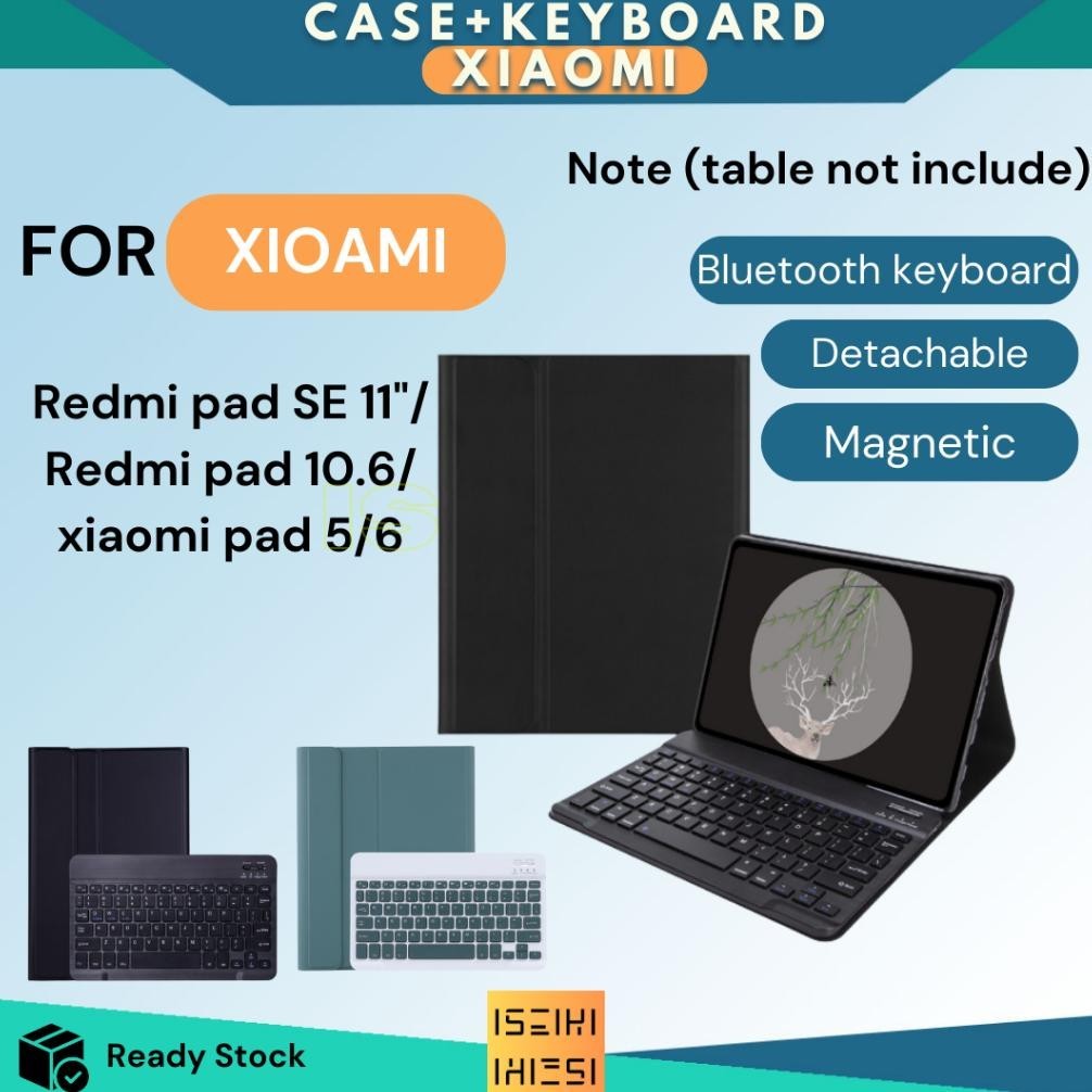 PROMO (ISEIKI) Case Keyboard Redmi Pad SE Smart Keyboard Xiaomi Wireless Magnetic Casing Cover Leath