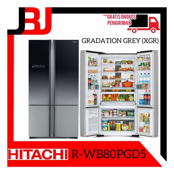 [Baru] Kulkas Hitachi Rwb80Pgd5 Xgr French Bottom Freezer 4 Door R-Wb80Pgd5 Diskon