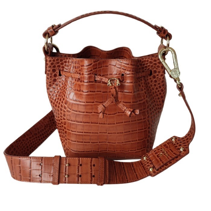 ✅New Aigner Bea Croc Stamp Brown Tas Wanita Terbaru