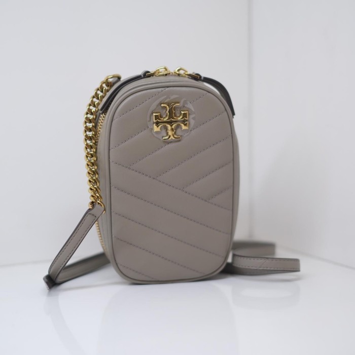 ✅New Tory Burch Kira Chevron Phone Crossbody Gray Heron Diskon