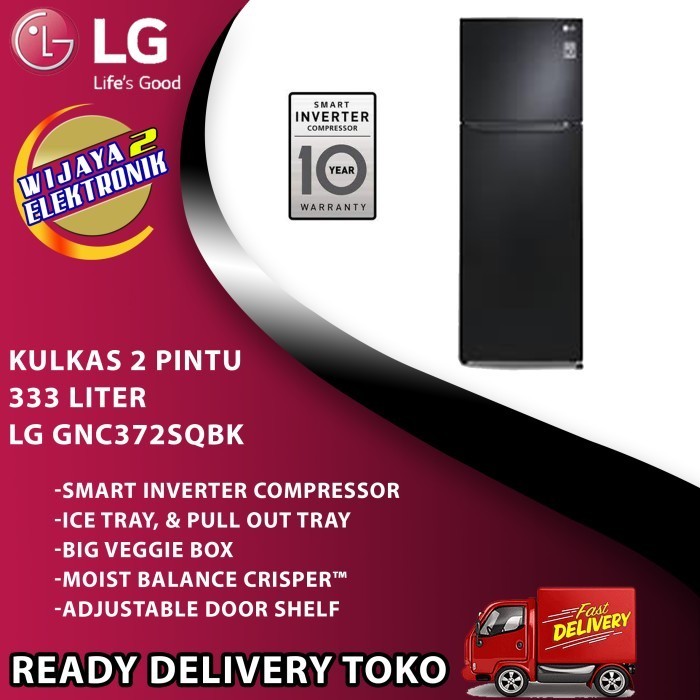[Baru] Kulkas 2 Pintu 333 Liter Lg Gnc372Sqbk Inverter Linear Hitam Terbatas