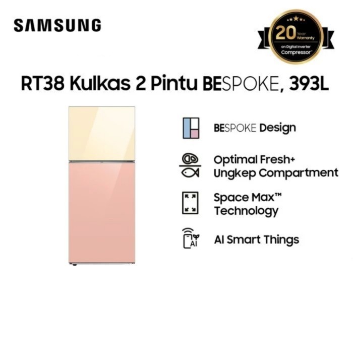 [Baru] Samsung Bespoke Rt38Cb66408Jse Kulkas Ungkep Compartement 2 Pintu 393L Diskon