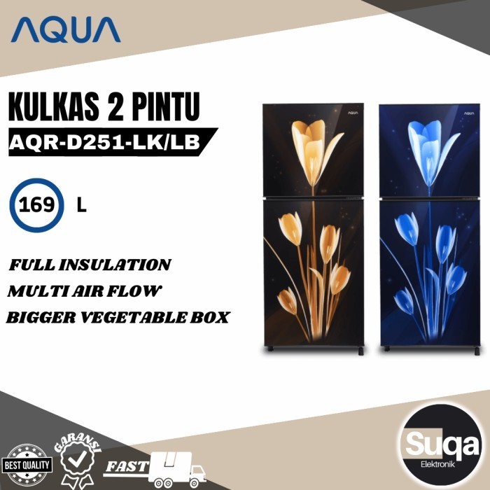 [Baru] Aqua Aqr-D251 Lk/Lb Kulkas 2 Pintu 169 L / Aqr D251 Lk/Lb Terbatas
