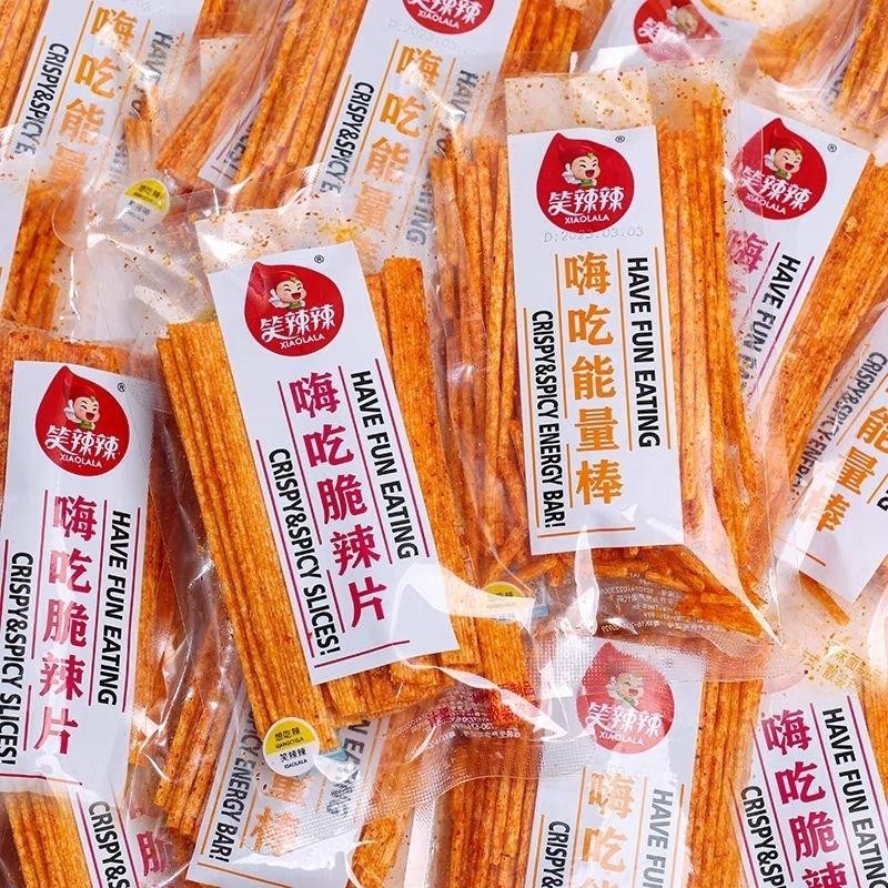 

XiaoLaLa Have Fun Eating Latiao Crispy 500g/pack- Crispy & Spicy Slices- Crispy & Spicy Energy Bar- Indian Fliying Cake Flavor Best Seller