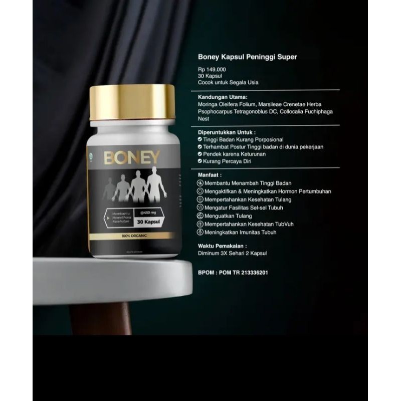 BONEY KAPSUL PENINGGI HERBAL/ NAIK 5-15CM / SUPLEMEN PENINGGI BADAN / BONEY KAPSUL ORIGINAL / PENAMB