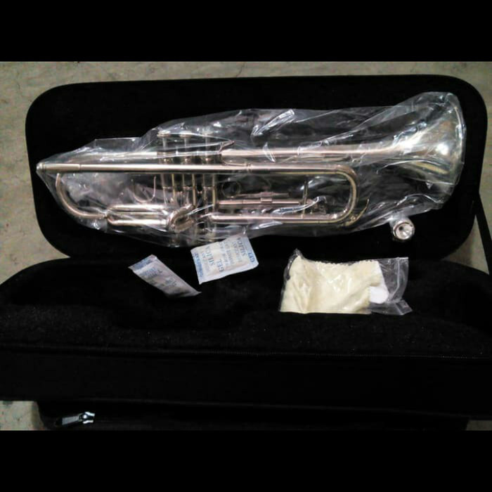 [New] Trumpet Lincoln Nickel Plated Lengkap Valve Oil/Mouthpiece/Case/Flanel Diskon