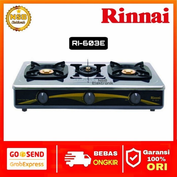 [New] Kompor Rinai 2 Tungku Stenlis Rinnai Ri-603E 3 Tungku Stainless Terbaru