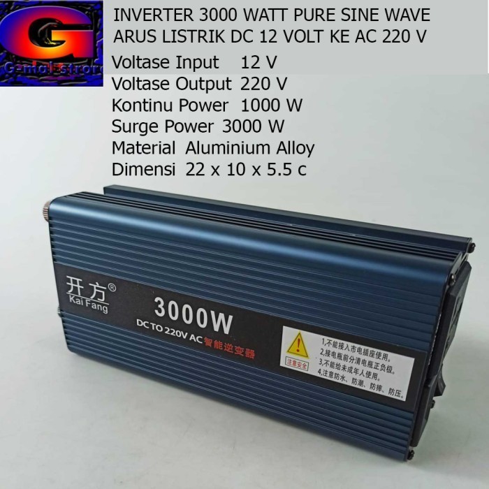 [New] Inverter Dc Ke Ac Pure Sine Wave 3000 Watt 12V To 220V Terbatas