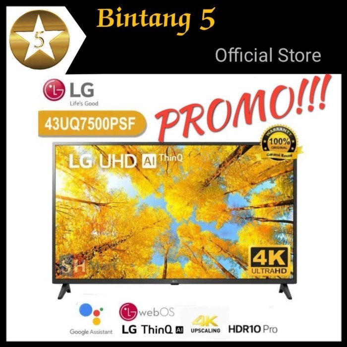 [New] Lg Smart Tv 43 Inch 43Uq7500 Led Digital Tv 43 Lg 43Uq7500Psf 43Uq75 Berkualitas