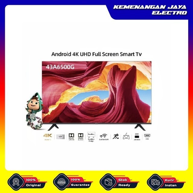 [New] Hisense 43A6500H 43A6500 43Inch Android 114K Uhd Full Screen Smart Tv Terbaru