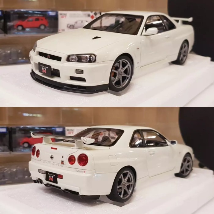 [Original] Autoart Nissan Skyline Gtr R34 V-Spec Ii 2001 White Berkualitas