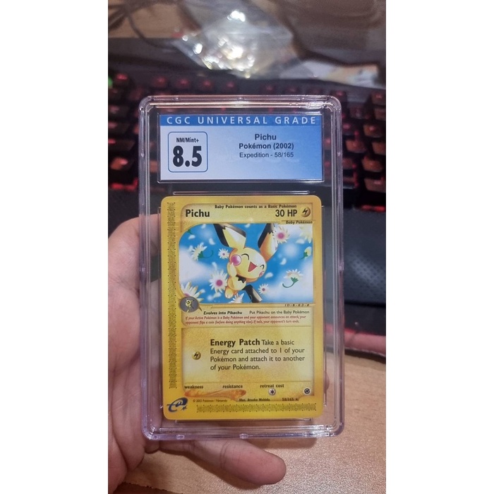 ✅Baru Pokemon Pichu Expedition 22/165 Holo Rare Cgc 8.5 Nm-Mint Limited