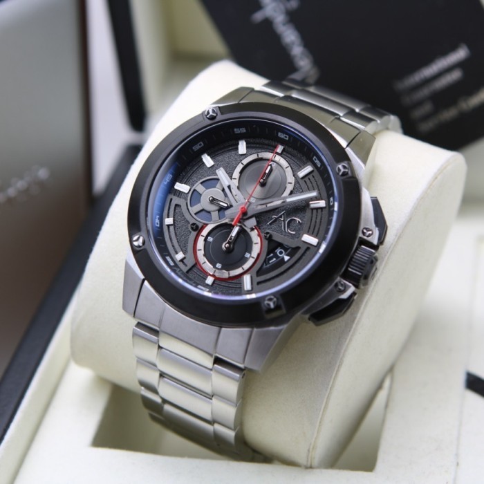 ✅New Alexandre Christie 9602 Mc Silver Black Rantai Pria Original Garansi Terbaru