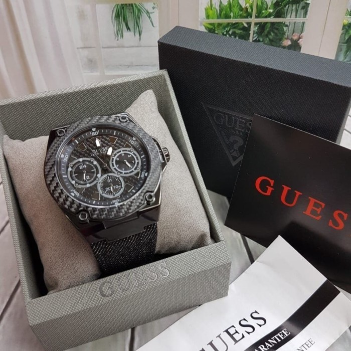 ✅New Ori Jam Tangan Pria Guess W1058G3 Leather Kulit Denim Original Murah Limited