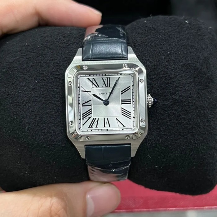 ✅New Ori Cartier Santos S Two Silver Jam Pria Limited