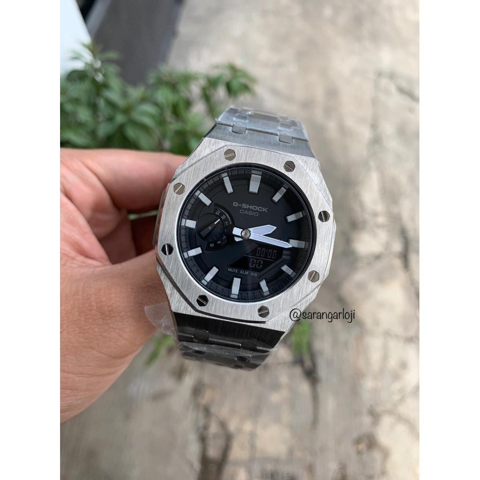 ✅New G-Shock Ga-2100 Original Custom Silver Diskon