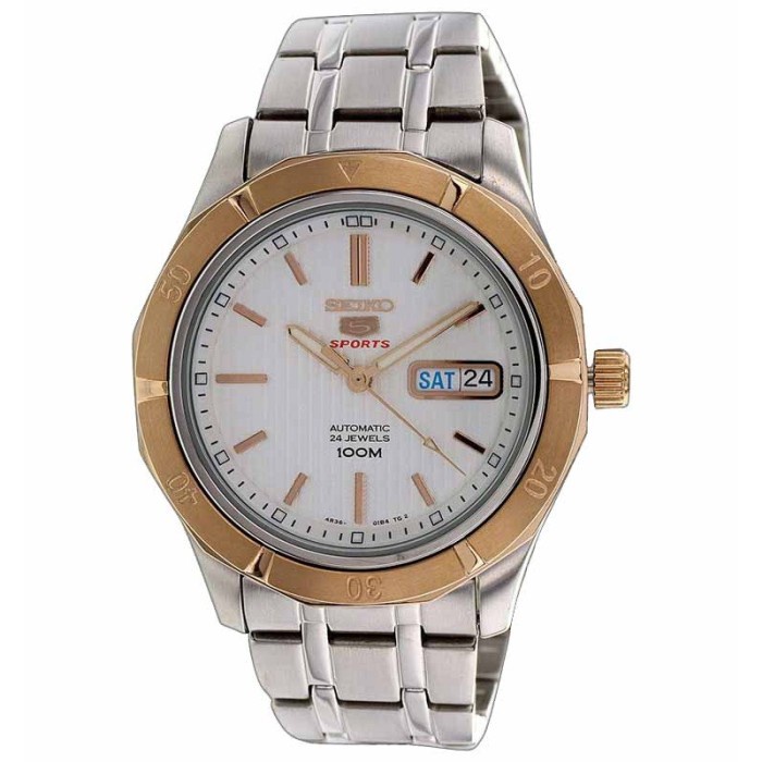 ✅New Seiko 5 Srp292K1 Sports Silver Rose Gold Limited