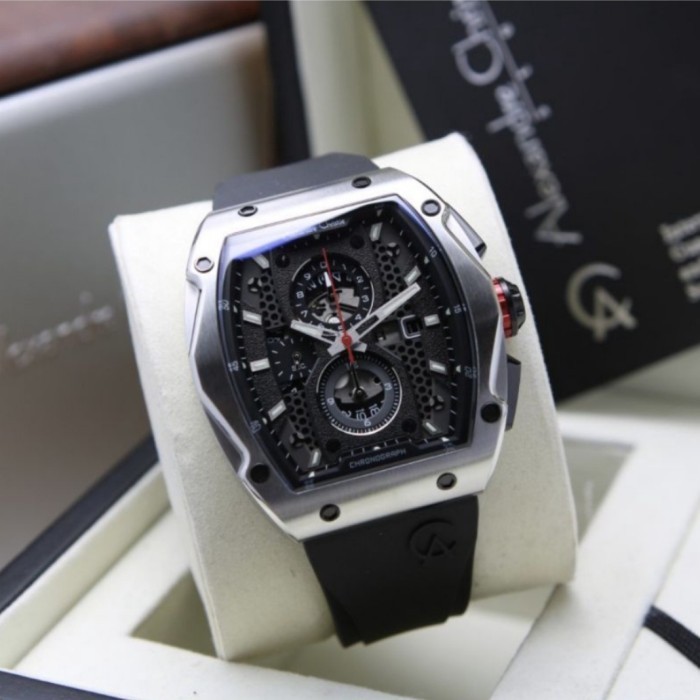 ✅New Ori Alexandre Christie Pria Ac 6608 Ac6608 Black Silver Original Garansi Berkualitas